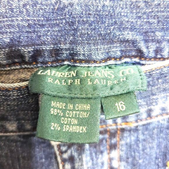 LRL Lauren Jeans Co. Denim Bootcut Floral Embroidered Blue Wash Mid-Rise Jeans - Picture 2 of 7